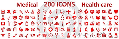 Set Medecine and Health flat icons. Collection health care medical icons Vector Illustration